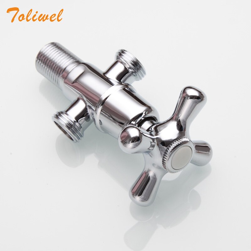 Chrome Finish Three Way One inlet two outlet 3 way Triangle Valve Brass Angle Stop Valve WF0035