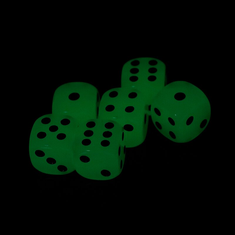 6PCS/Pack Glow in the Dark Dice Cubes 6 Side 16mm Night Light luminous Toy Fun Board Game Night Bar KTV Entertainment Game Dice