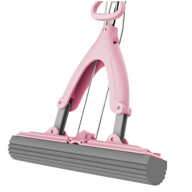 Balai serpillière en éponge à Double pli, 1 pièce, tête en éponge absorbante, nettoyage du sol, lavage manuel gratuit: 1 mop (pink) 1head