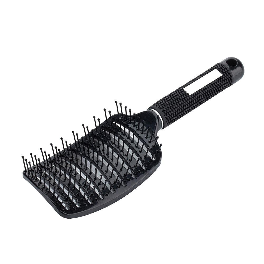 Cepillo con Cerdas de Nailon para el Cabello de Mujer, Peine para Masaje de Pelo Rizado o Mojado, Accesorio de Estilismo y Peluquería ideal para Salón de Belleza: Black A