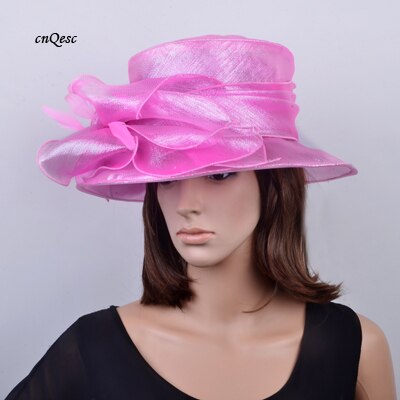 Grønne organza hatter kirke lue kentuck derby bryllup dame hatt: Rosa