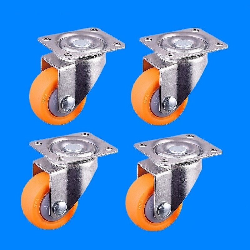 4 ruedas giratorias para carrito de supermercado, ruedas de nailon naranja 32mm 17kg