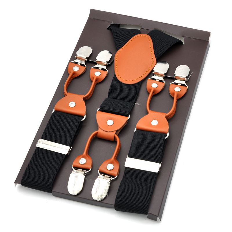 Seler #39 elastiske seler læder herre bukseclips-ende voksen suspensorio tirantes hombre bretelles 3.5*120cm: Mbd 8640bk