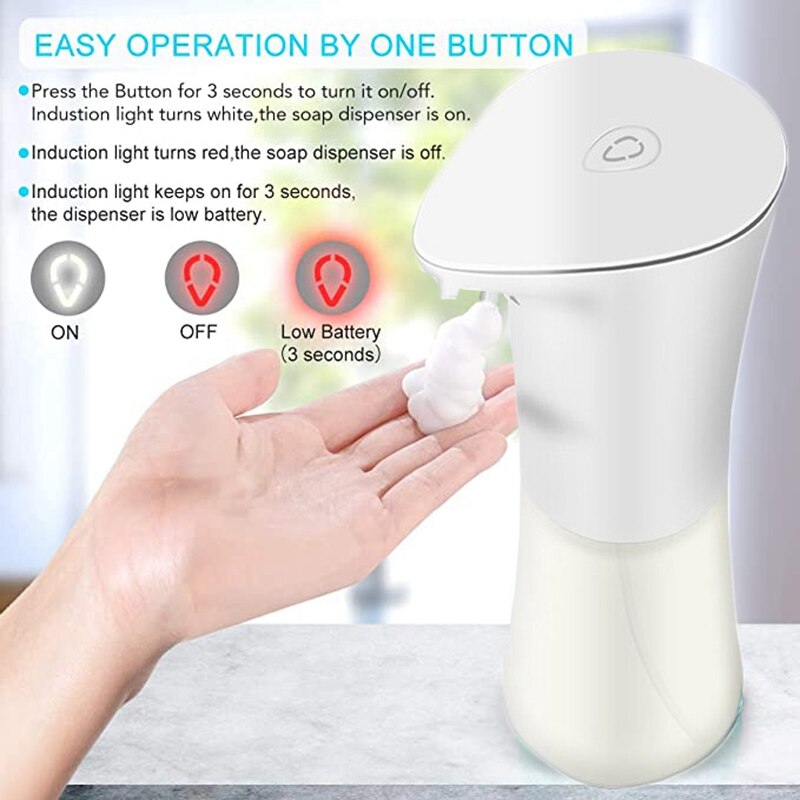 Touchless Soap Dispenser, 300Ml Press-Free Battery Operated,Hand Free Soap Dispenser for Kitchen,Hotel,Bathroom,School
