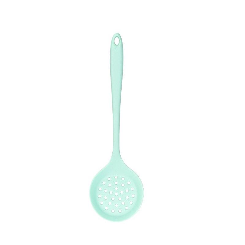 Silicone Kitchen Utensils Colander Spatula Non-stick Soup Spoon Cooking Tools Spatula Kitchenware Cooking Shovel Tableware: green-colander