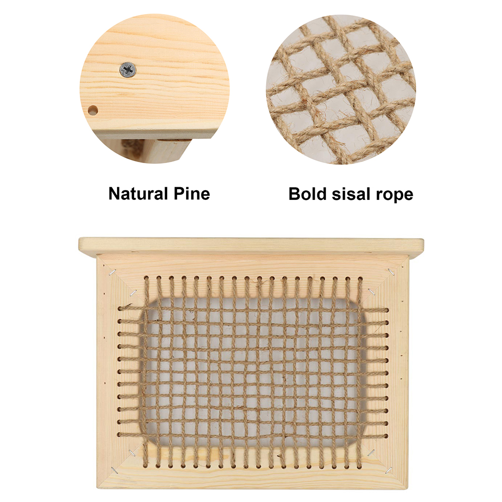 Kat Hangmat Hout En Sisal Touw Muur Gemonteerd Voor Grote Katten Of Kitty, Springplanken, Zitstokken Meubels Slapen