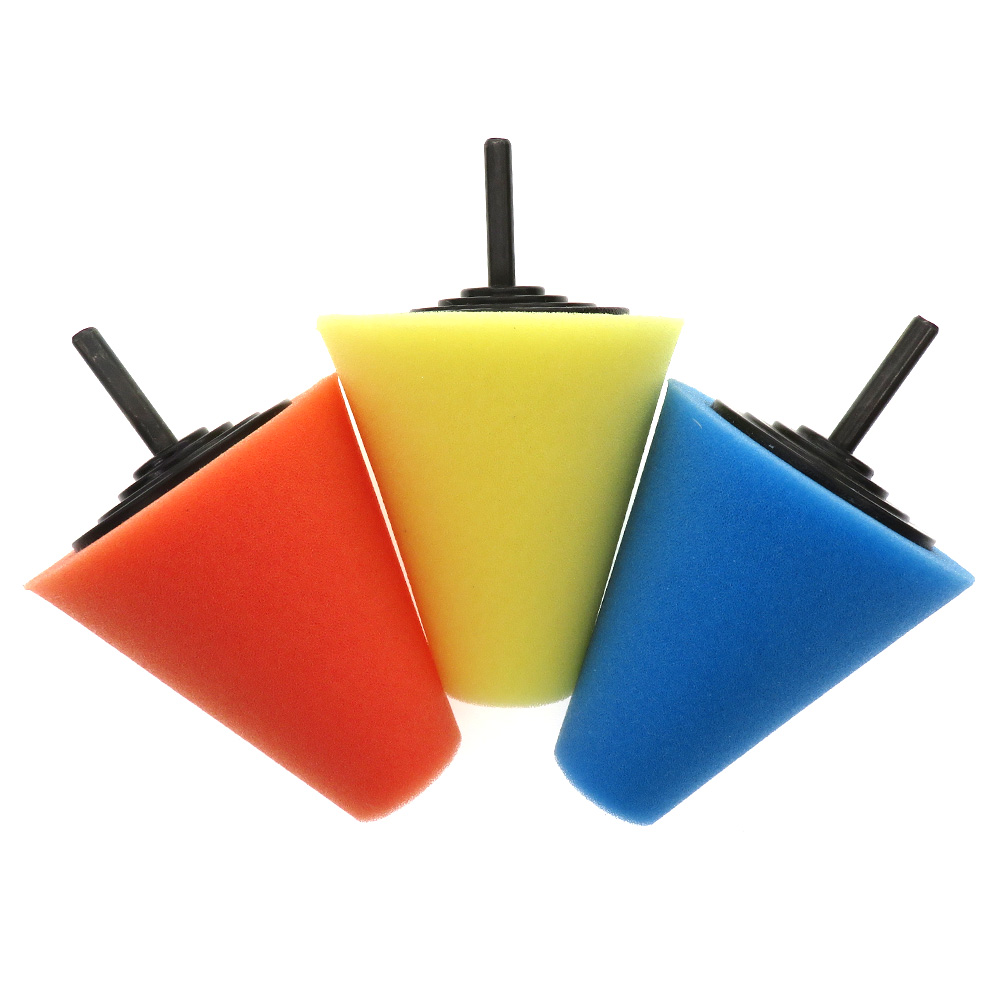 Juego de Herramientas de taladro eléctrico, almohadilla de pulido de esponja, almohadillas de pulido de coche en forma de cono para limpieza de cubo de rueda de coche