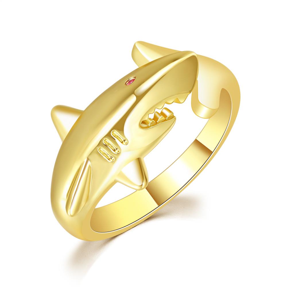Anillo de tiburón de Color dorado para hombre y mujer, anillos ajustables con personalidad Punk, accesorios de pescado de Hip Hop, proveedores de joyería R719: Blanco