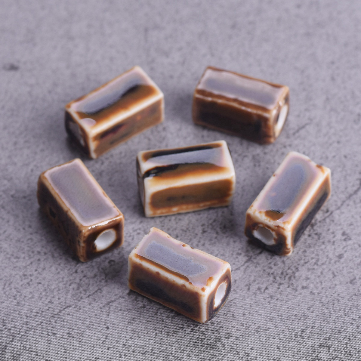 10 pièces Rectangle forme cuboïde 12x8mm fait à la main émaillé émail céramique porcelaine perles en vrac pour la fabrication de bijoux résultats de bricolage: Or