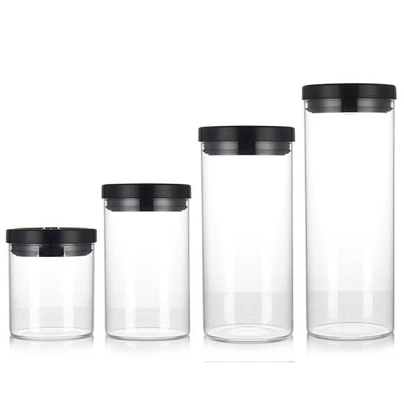 Glazen verzegelde blikken koffiefles verzegelde voedselorganizer tank melkpoeder graan thee bewaarpot keukenbenodigdheden  mx6201109: Set van 4 stuks