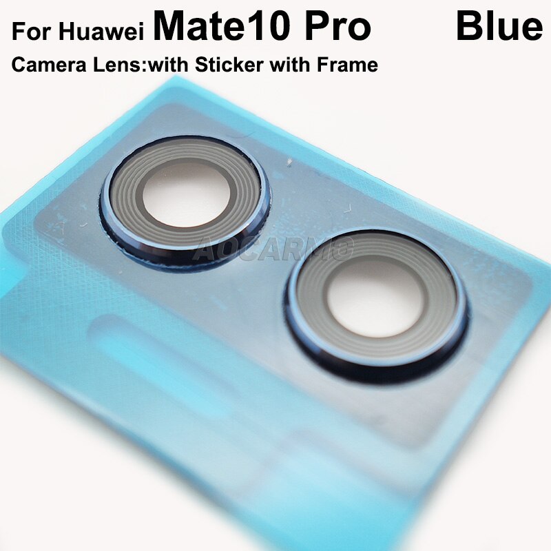 Aocarmo For Huawei Mate 10 10 Pro Main Camera Lens Rear Back Camera Lens Glass With Frame Ring Cover Adhesive Sticker: Mate 10Pro --Blue