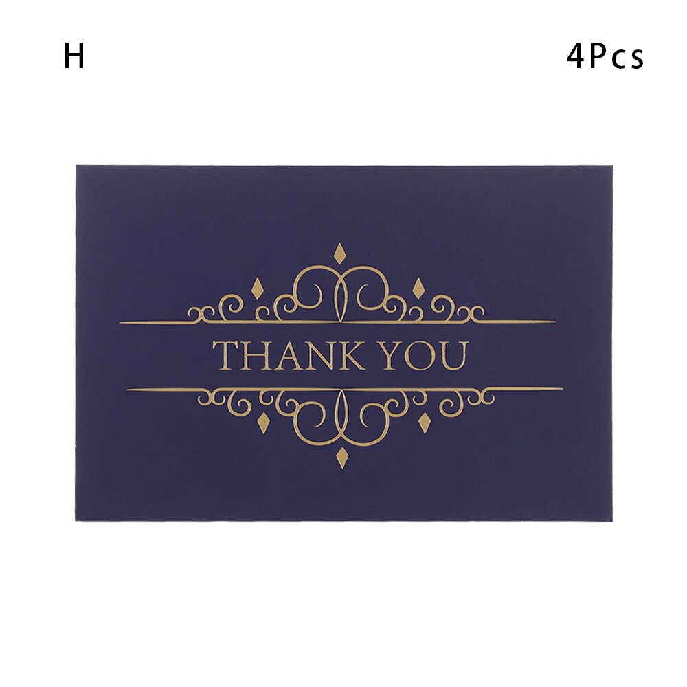 Cartes de remerciement en feuille d'or, lot de 4/6 cartes d'invitation à motifs floraux avec enveloppes, autocollants vierges, cartes postales pliantes: 4Pcs-H