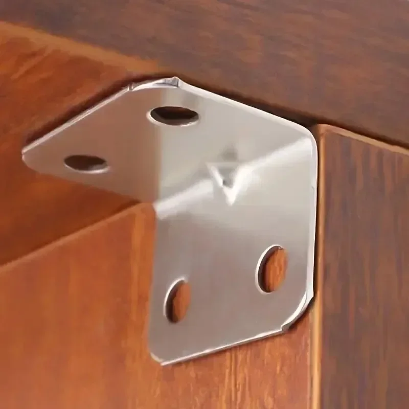 Soporte de esquina Universal de acero inoxidable, soporte fijo de ángulo recto de 90 grados, muebles de madera, marco de cama, accesorios para gabinete, 50/10 Uds.