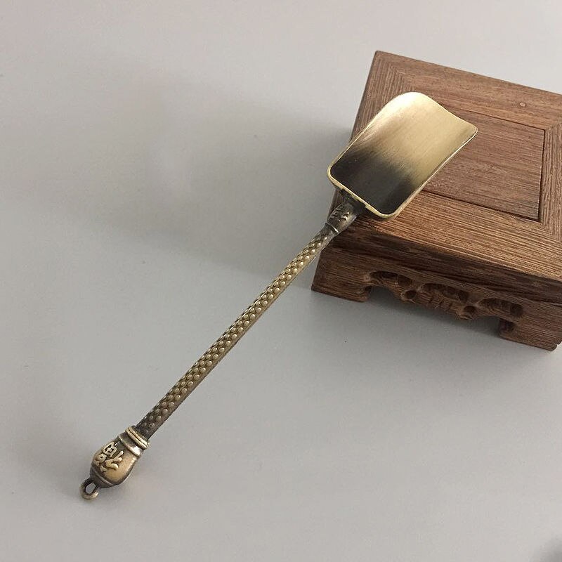 Retro Bronze Chinese Tea Spoons Copper Green Tea Scoop Spoon Tea Leaves Chooser Holder Chinese Kongfu Tea Tools Accessories: 2