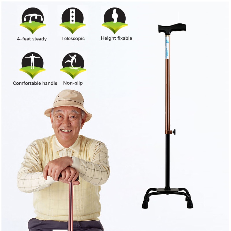 Adjustable aluminum foldable walking stick walking support walkers for adults cane