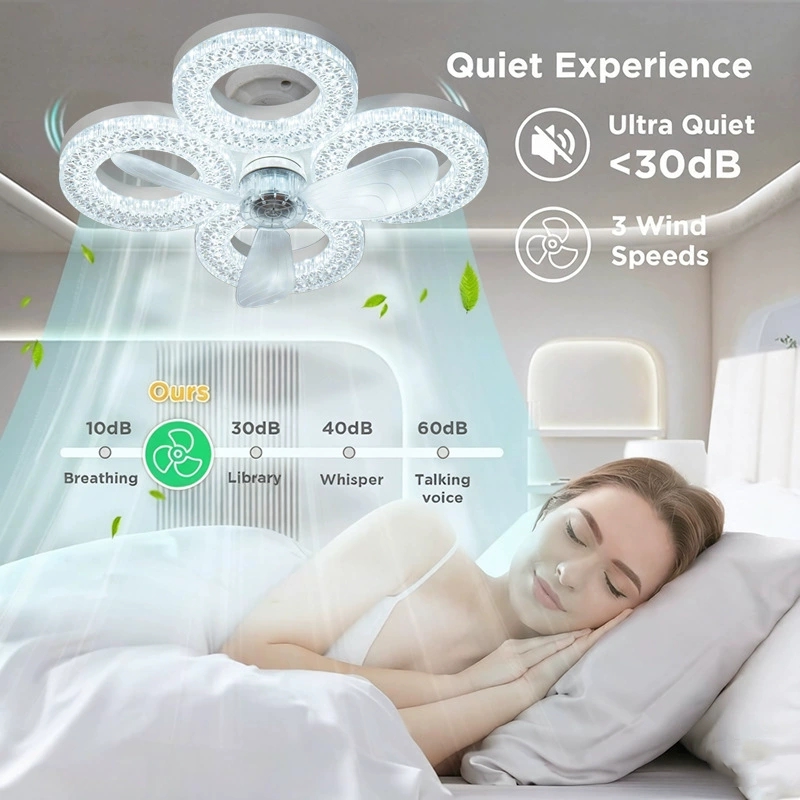 E27 LED Ceiling Fan Light 60W 3CCT Dimmable 3 Speeds Silent Fan Lamp for Bedroom Living Dining Room Home Fans Decor Lighting