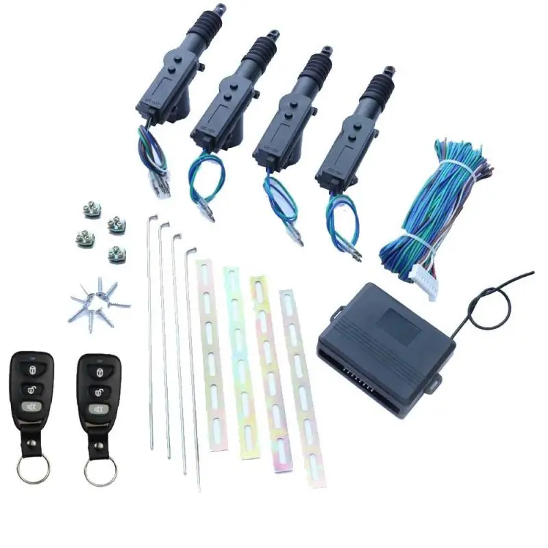 12V Universal Car Central Control Lock with 4 Door Lock Actuators Remote Control Keyless Entry System SMT Locate Parking