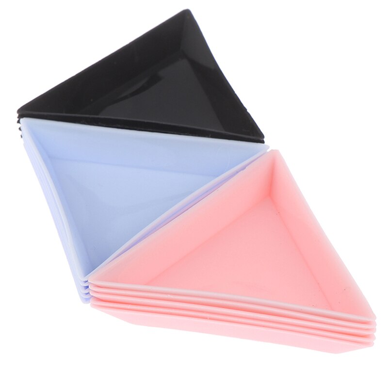 Plateau à ongles triangulaire en plastique pour nail art, strass, perles, cristal, tri, rangement, outils de manucure, accessoires, 5 pièces