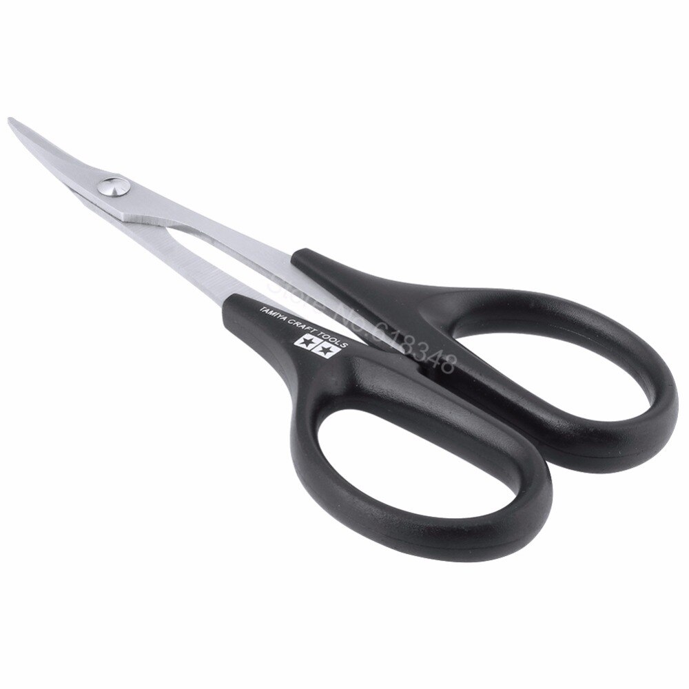 Tamiya RC Car Scissors Curved Tip Hard Stainless Steel RC Vehicle Boat Helicopter Plastic Bodyshell Canopies Tool 74005