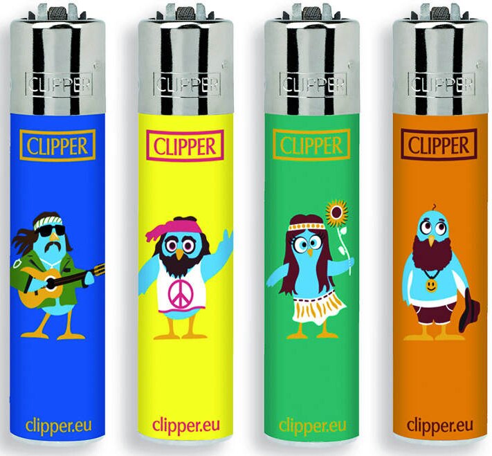 Clipper Coleciones Animales, Elige la Colecion de 4 Mecheros: 4 x MICRO Animales Hippie