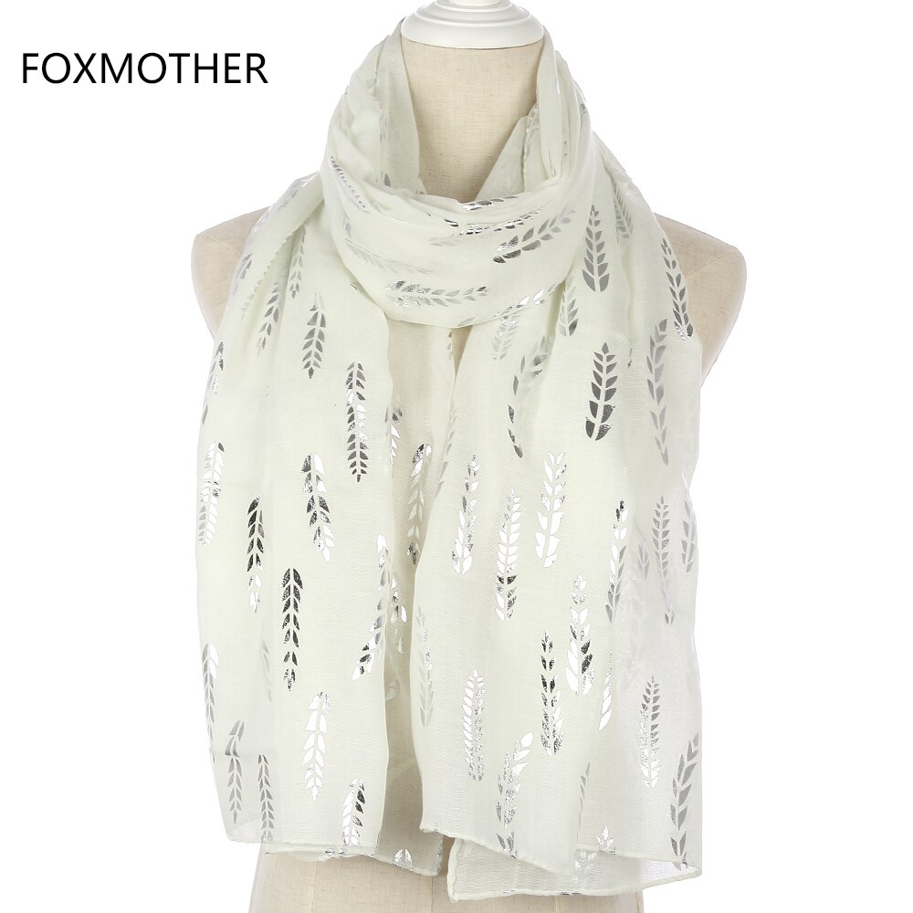 Foxmother fasjonable kvinner rosa hvit grå gul hveteblomst bronzing folie sliver skjerf til damer