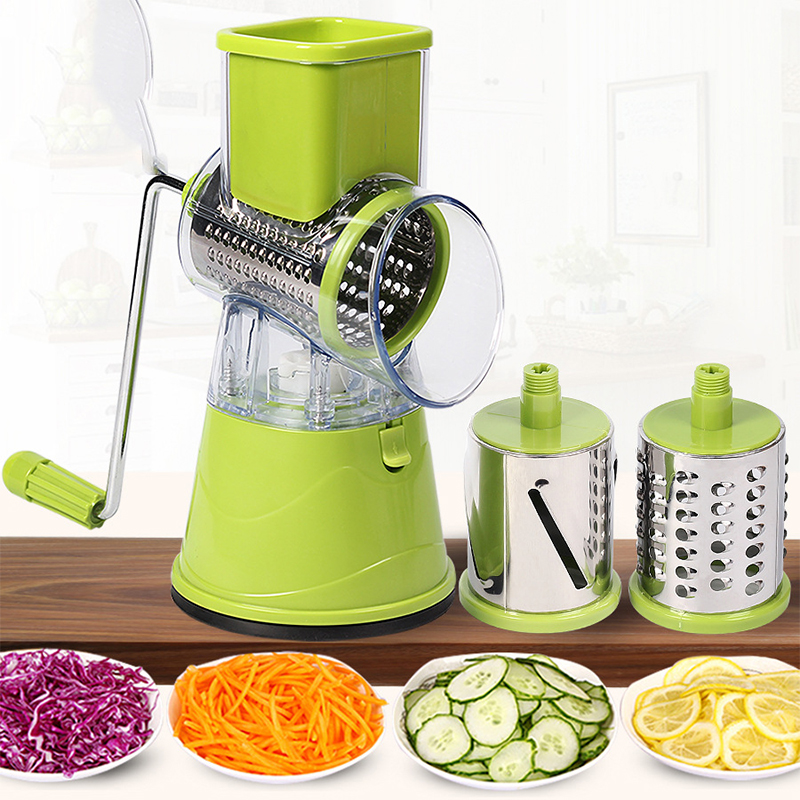 Rotary Cheese Grater Handheld Vegetable Mandoline Slicer Shredder with 3 Drum Blades Kitchen Tool SNO88