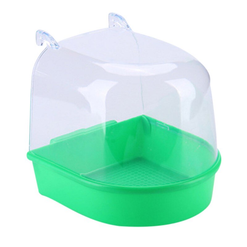 Caja de baño de agua para pájaros de plástico, caja para bañera, loro para periquito, jaula para mascotas de pájaros, Bol colgante, periquito, baño de aves *: green