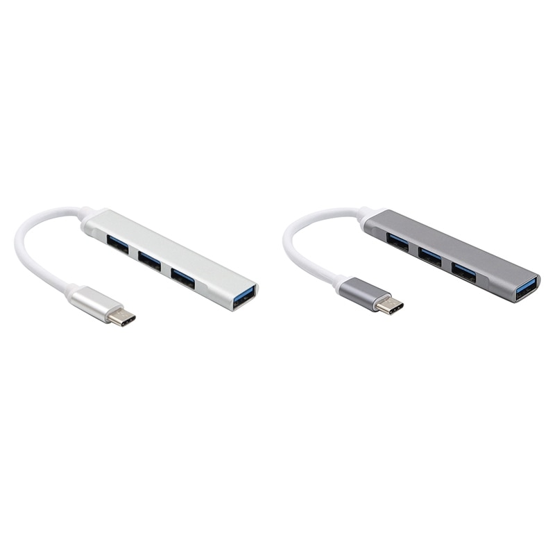 Type-C to 4-Port USB 3.0 Hub, Ultra-Slim Data USB Hub for Mac Pro IMac Surface Pro XPS PC Mobile