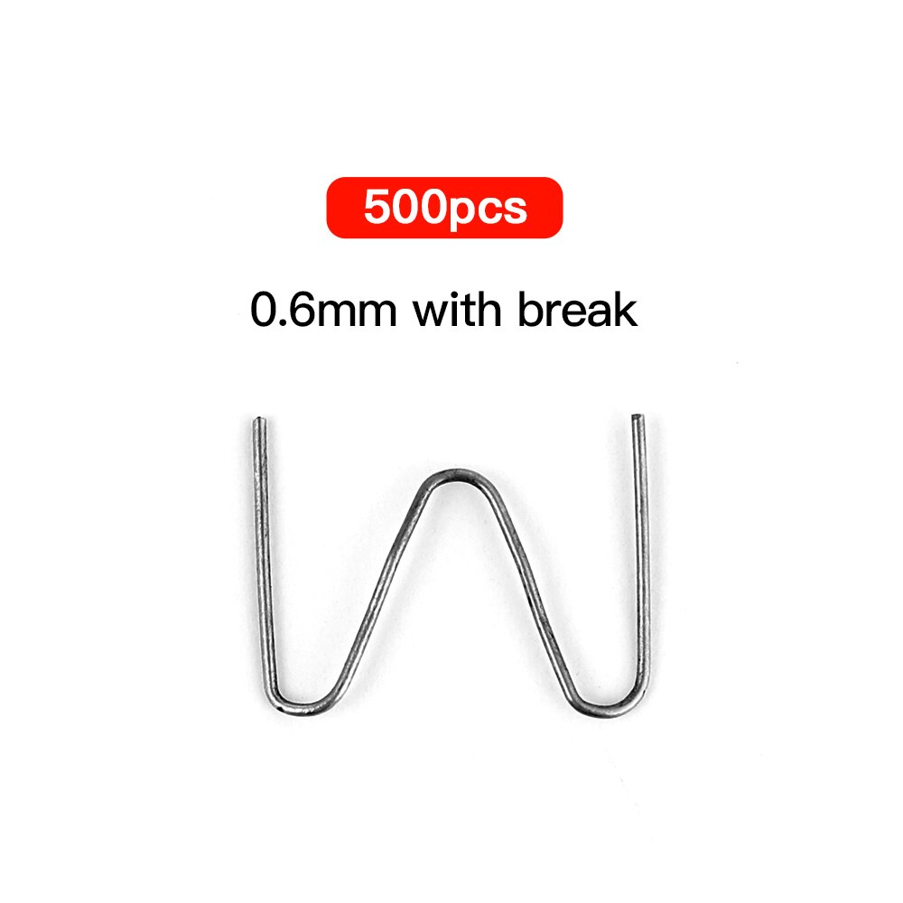 500/100 stk sveisestiftemaskin bil plastreparasjon standard pre cut wave stifter støtfanger karosseri reparasjoner maskin alle biler: 500 stk 0.6mm m-type