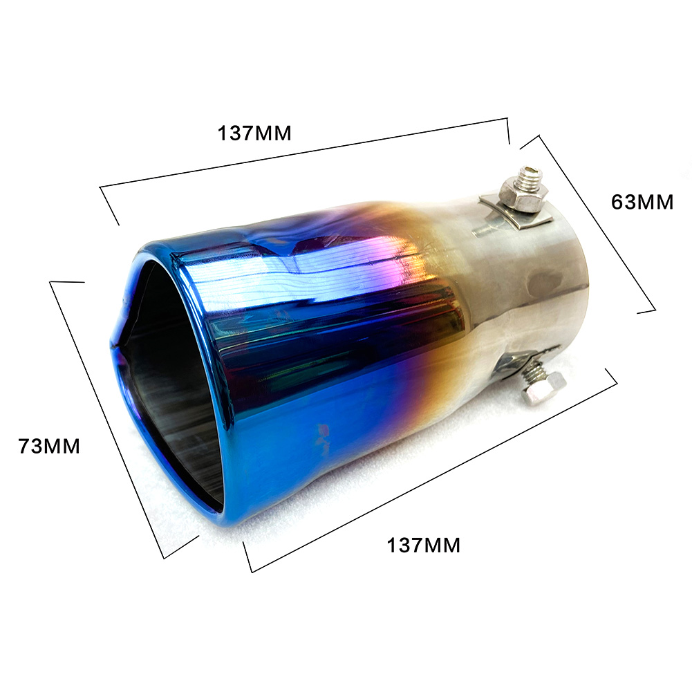 Universal Exhaust Tail Pipe Muffler 2.5 inch ID Inlet Bolt-on Heart Edge Exhaust Muffler Tail Pipe Tip Cover Car Styling: Straight Blue