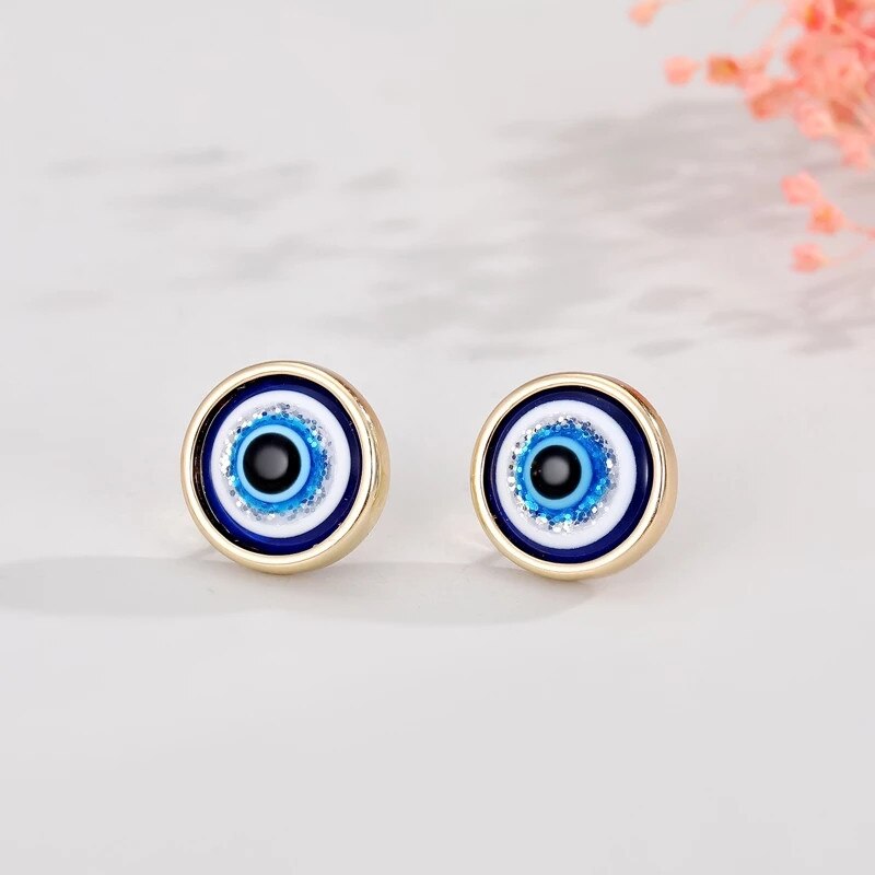 1 Paar Hart Evil Eye Hoepel Oorbellen Voor Vrouwen Sieraden Mode Eenvoudige Shiny Turkse Eye Fatima Hand Geometrische Cirkel oorbellen