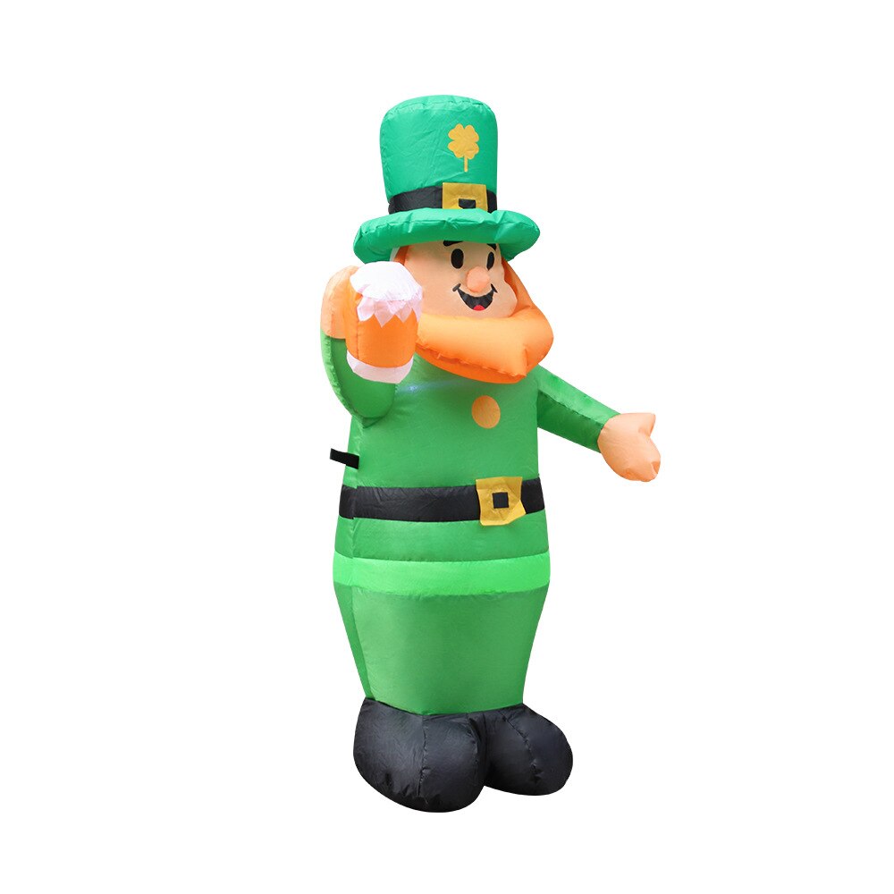 Leprechaun gonfiabile illuminato da 1M con cappello da sciamano irlandese fortunato luci a LED giocattoli da giorno di san patrizio decorazione da giardino all&#39;aperto