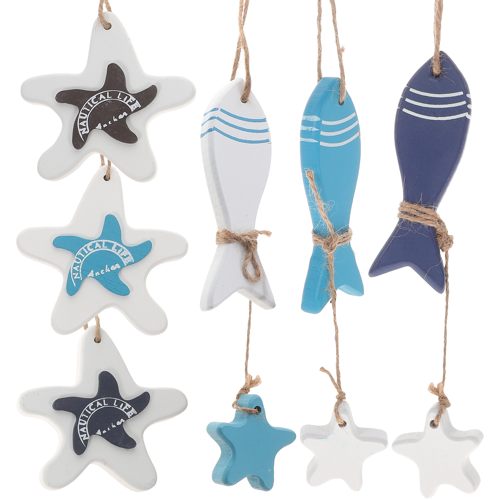 Mediterrane Stijl Houten Vis Opknoping Decor Boot Strand Muur Ornament Voor Thuis Cafe Winkel Marine Hanger Gordijn Decoratie: Licht Geel