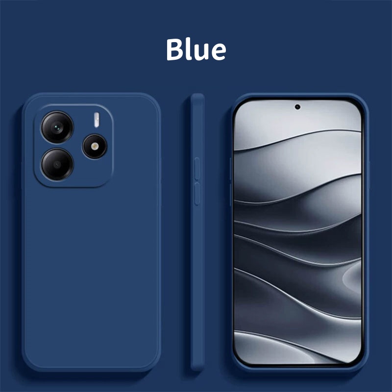Coque de luxe en silicone liquide pour Redmi Note 14, coque de téléphone souple, pare-chocs d'origine, 5G: Bleu