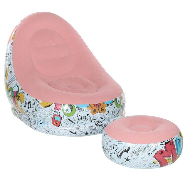 Kanapa wypełniona fasolkami dmuchana dmuchana sofa przenośne meble robić salonu sofa ogrodowa Tatami na fotel lub łóżko z pedałem pogrubienie uciekają: Różowy