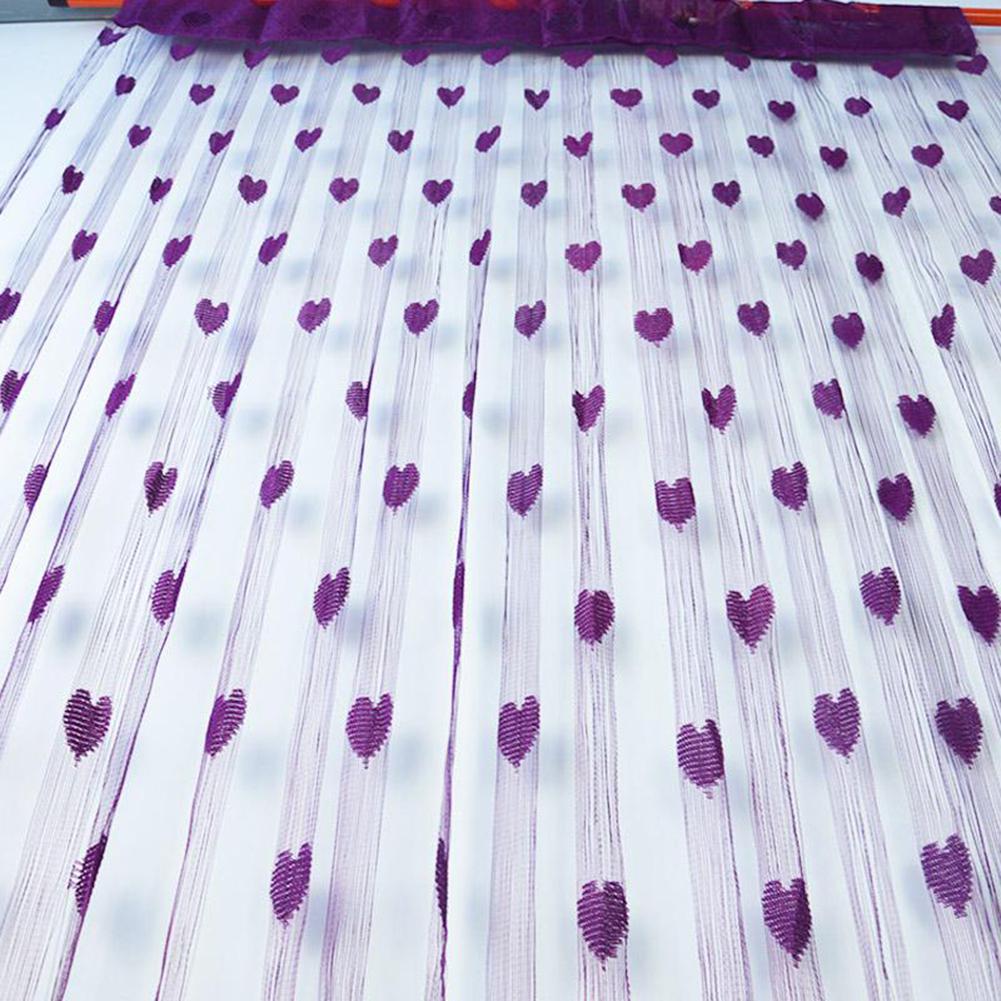 Serce zasłona sznurkowa romantyczne serce w kształcie sznurka zwykły zasłony robić salonu zasłona robić sypialni 100*200cm: purpurowy