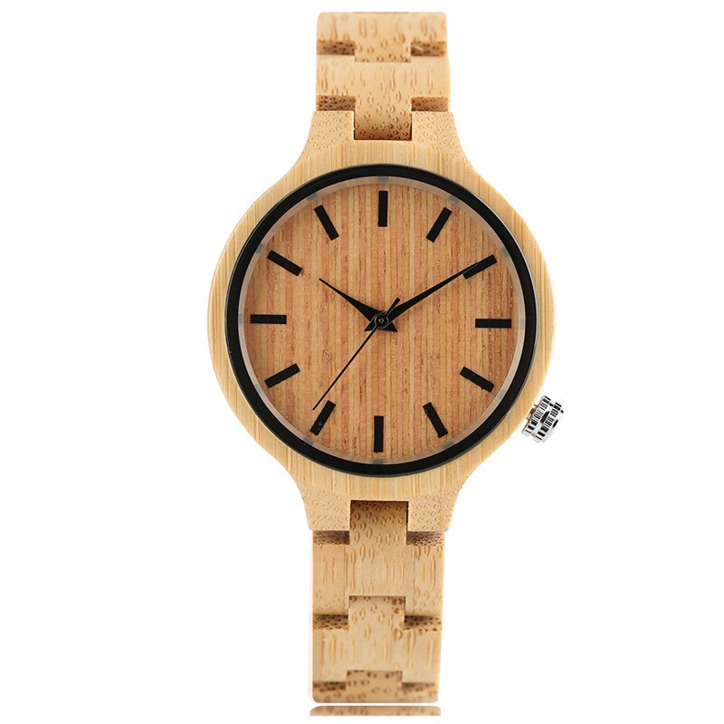 Natural Bamboo Wood Watches Ladies Fashionable Quartz Wristwatch Wooden Watch Female Clock Relogio Feminino zegarek damski: 2