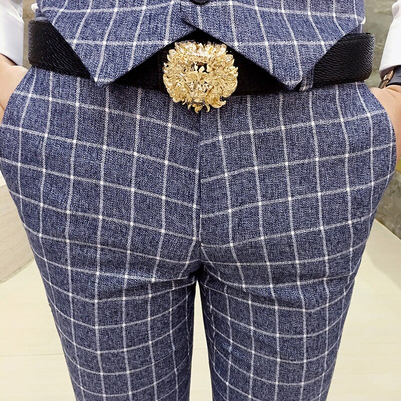 Heren geruite broek slim office casual broek casual broek pak broek heren 28-36