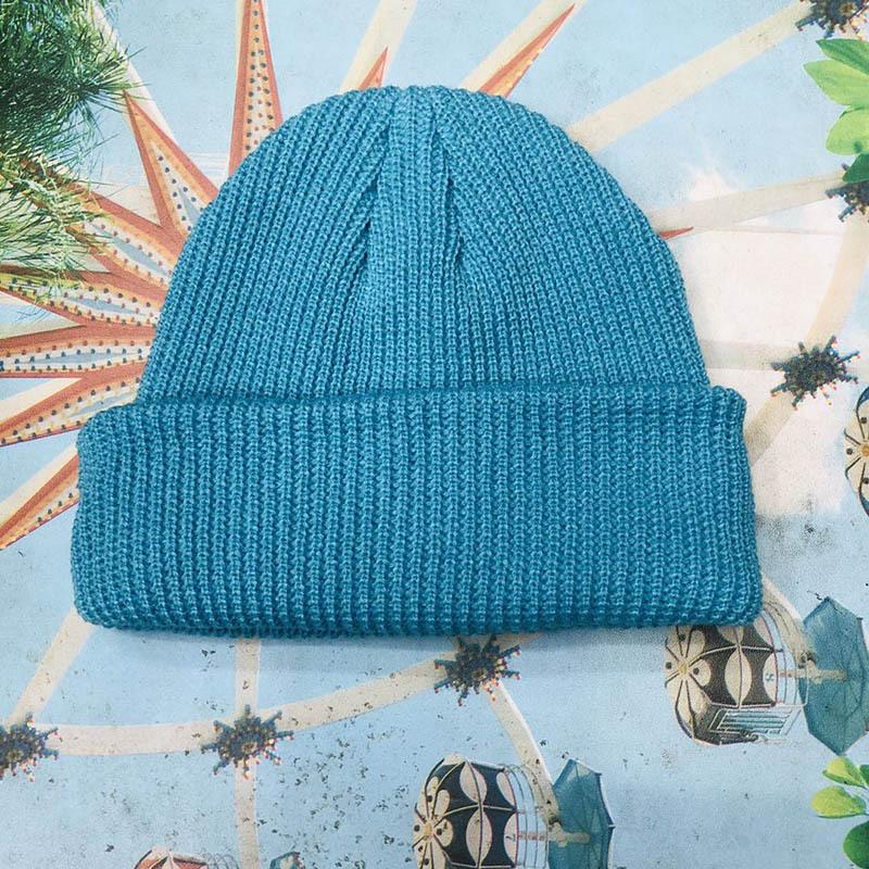 Gebreide Hoeden Voor Vrouwen Gildkruid Mannen Beanie Hat Winter Retro Brimless Baggy Meloen Cap Manchet Docker Visser Mutsen Hoeden Voor mannen: Blauw