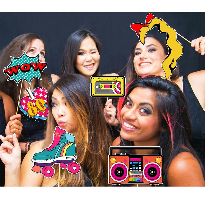 Tinksky 21Pcs 80s Party Photo Booth Props Party Favors Supplies Accessories