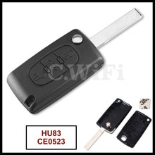 CARCASA LLAVE COCHE PEUGEOT 3 BOTONES 107, 206, 207, 208 CE0523 HU83 MANDO