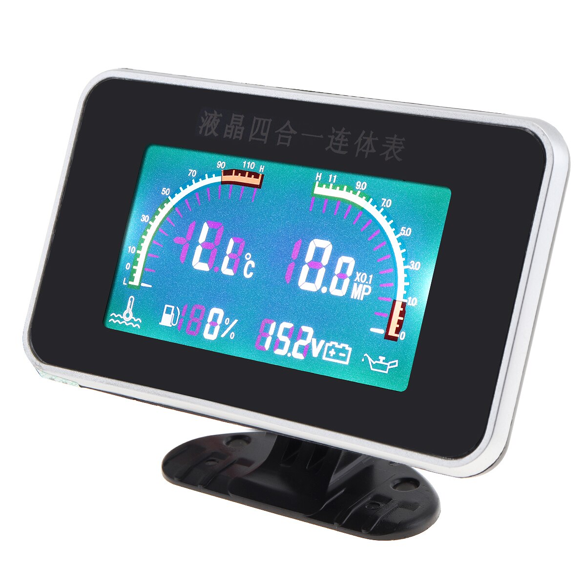 12V/24V Universal 4 In 1 LCD Digital Volt Gauge +Water Temp Gauge +Oil Pressure Gauge +Fuel Gauge with Sensor for Car Truck
