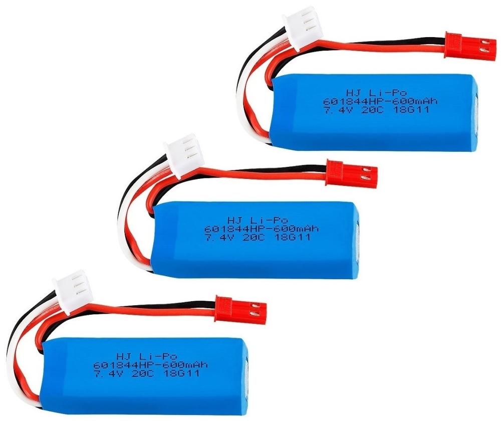 7.4V 600mAh 20C Lipo Battery for WLtoys K969 K979 K989 K999 P929 P939 RC Car Parts 2s 7.4v Battery 4pcs/lots: 3pcs battery