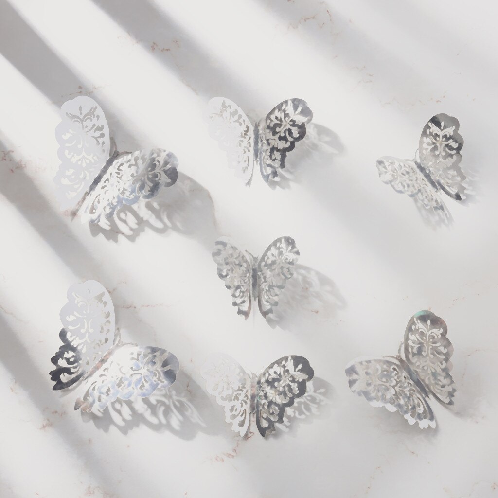 3d ihåliga väggklistermärken fjäril kylskåp guld fjärilar konst dekaler heminredning klistermärken bröllop dekoration på väggen pegatinas: Silver a
