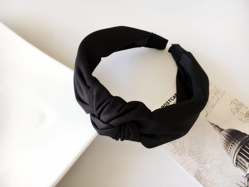 Einfarbig Haarbänder Turban Haar Lünette Nicht-Unterhose Zahn Frauen Elastische Stirnband Zwischen Knoten Haar Zubehör: Grau