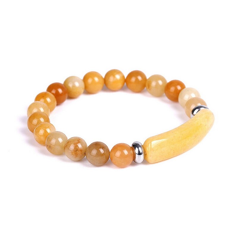 8mm Natural Stone Bracelet Rectangle Bar Charm Beaded Bracelets Handmade Men Women Prayer Fitness Chain Couple Jewelry Xmas: Old Topaz