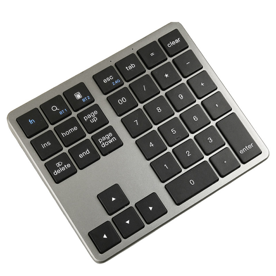 2.4G draadloos Bluetooth-numeriek toetsenblok Ultradunne afstandsbediening Numpad numeriek toetsenbord voor IOS Android Window digitaal toetsenbord: Black