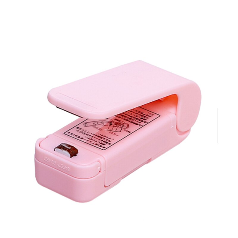 Draagbare Tas Sealmachine Plastic Pakket Opbergtas Clips Mini Sluitmachine Handige Sticker Seal Voor Voedsel Snack Keuken Gadget: pink
