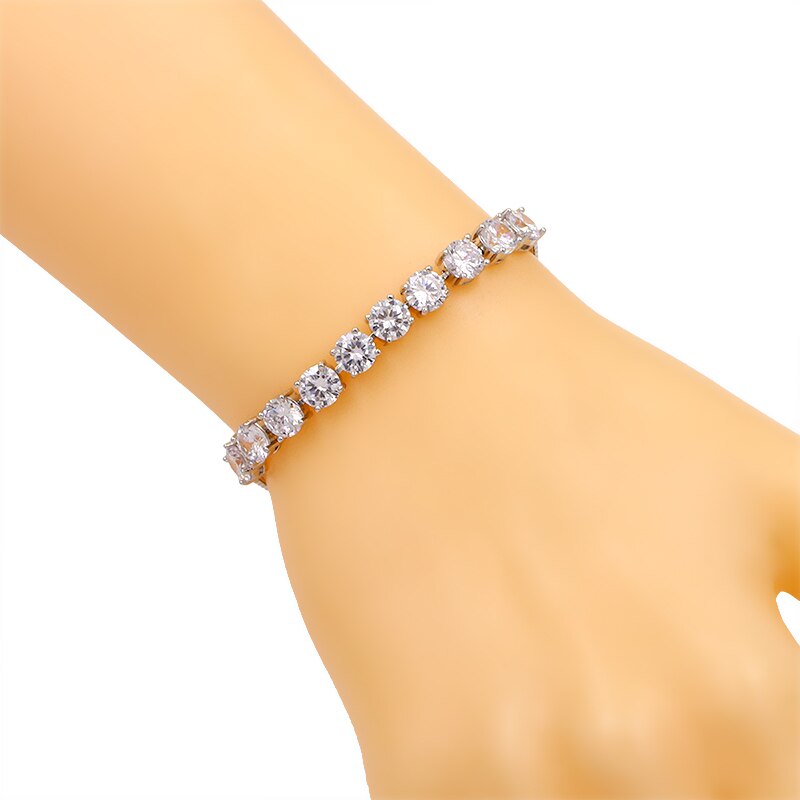 WEIMANJINGDIAN 6mm Round Cubic Zirconia CZ Adjustable Bracelets for Women with Double Layers Box Chains