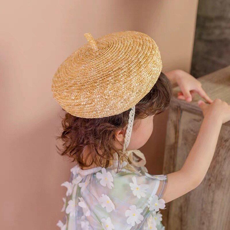 ¡Novedad de ! Boina de verano para niños, boina bonita de paja Natural para niñas, boina Kawaii para niños, ideal para 2-6 años de edad